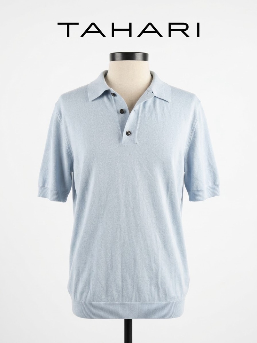 Tahari Women's Light Blue Short-Sleeve Polo Size S